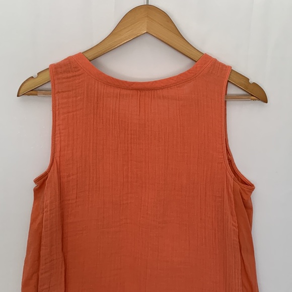 LOFT Lounge Gauzy Orange Tank Top Linen Blend Size Small - Picture 8 of 9